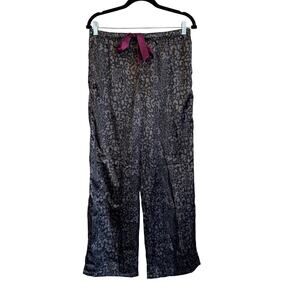 Jennifer Lopez Lounge Pajama Womens M Black Animal Print Sleepwear Drawstring